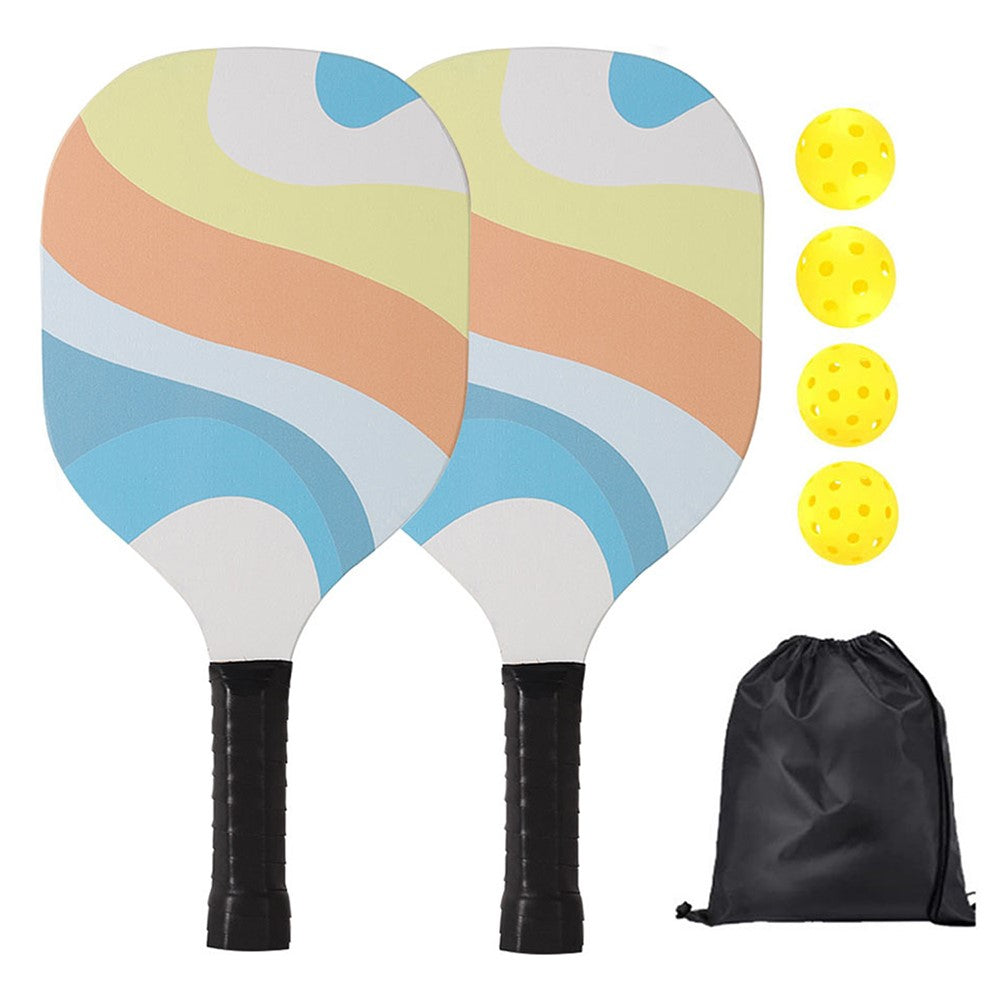 Portable Wooden Pickleball Paddle Set for Beginners with 2 Rackets + 4 Balls + Carry Bag