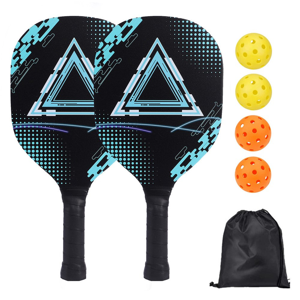 Portable Wooden Pickleball Paddle Set for Beginners with 2 Rackets + 4 Balls + Carry Bag