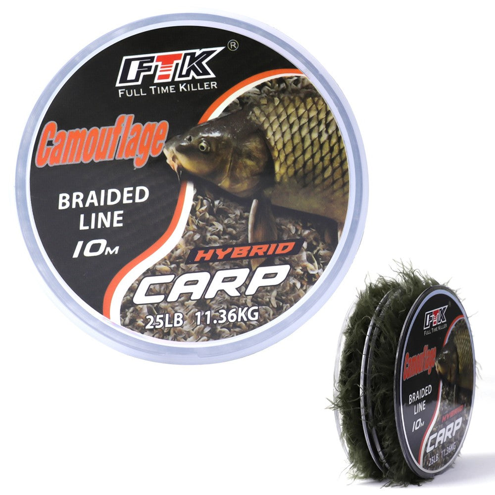 FTK 10m 8 Strand Braided Carp Fishing Line Imitation Weed Line Lure Fish Hooklink Seagrass Thread
