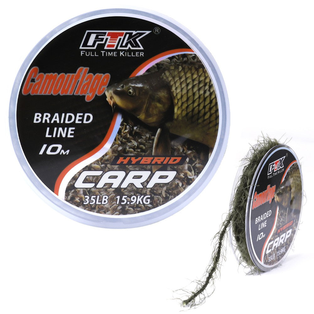 FTK 10m 8 Strand Braided Carp Fishing Line Imitation Weed Line Lure Fish Hooklink Seagrass Thread