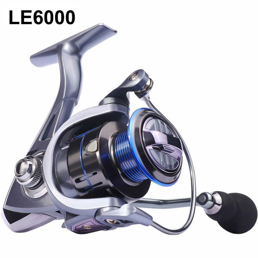 LE6000 Spinning Fishing Reels 12+1BB Metal Spool Reels 15KG Unloading Force Screw-In Handle