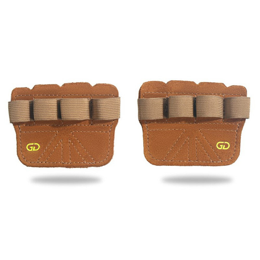 GOUNOD GL062 1 Pair Adults Weightlifting Palm Guard Anti Slip 4 Finger Double Layer Cowhide Palm Protection Pad