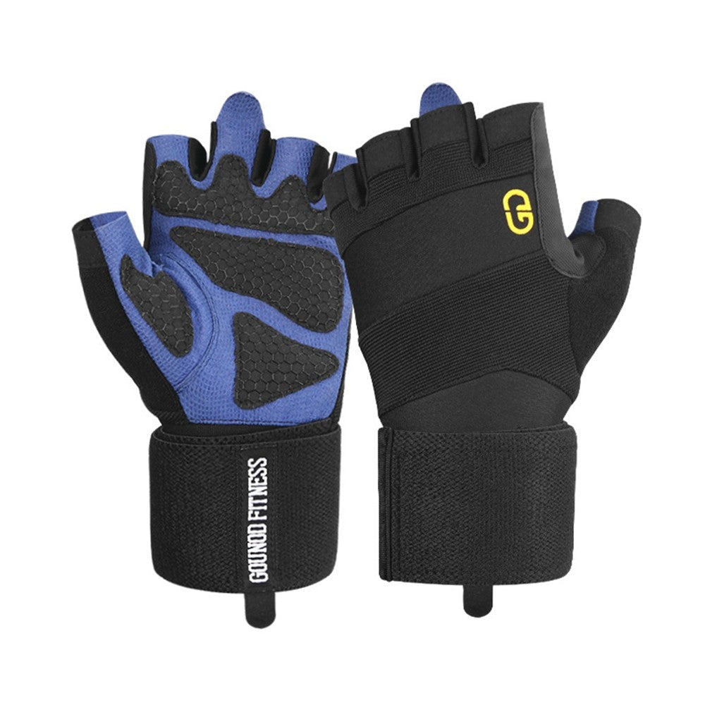 GOUNOD GL059 1 Pair Half Finger Workout Gloves Non Slip Honeycomb Compression Wrist Support Weightlifting Mittens