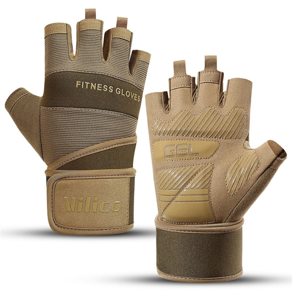VILICO A0146 Fitness Half Finger Gloves Extended Wrist Strap Anti Slip Weightlifting Dumbbell Training Gloves