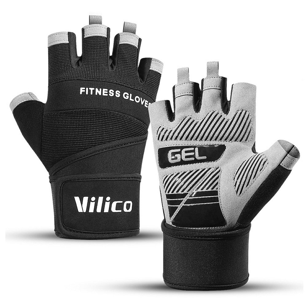 VILICO A0146 Fitness Half Finger Gloves Extended Wrist Strap Anti Slip Weightlifting Dumbbell Training Gloves