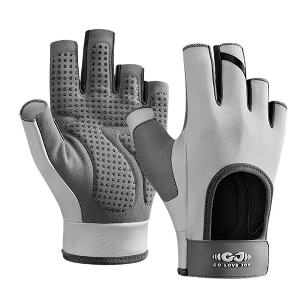 GOLOVEJOY XG84 1 Pair Half Finger Sport Fitness Gloves Anti Slip Shock Absorbing Open Back Mittens