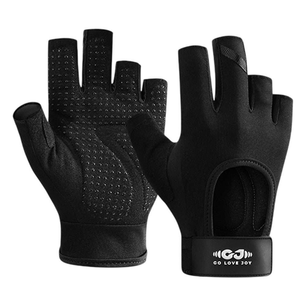 GOLOVEJOY XG84 1 Pair Half Finger Sport Fitness Gloves Anti Slip Shock Absorbing Open Back Mittens