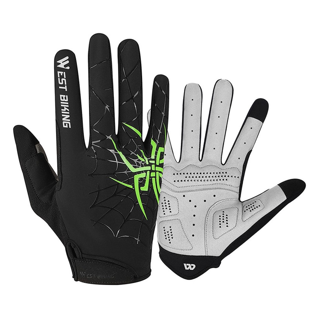 WEST BIKING YP0211241 1 Pair Bicycle Cycling Biking Gloves Spider Web Full Finger Touch Screen Gym Gloves