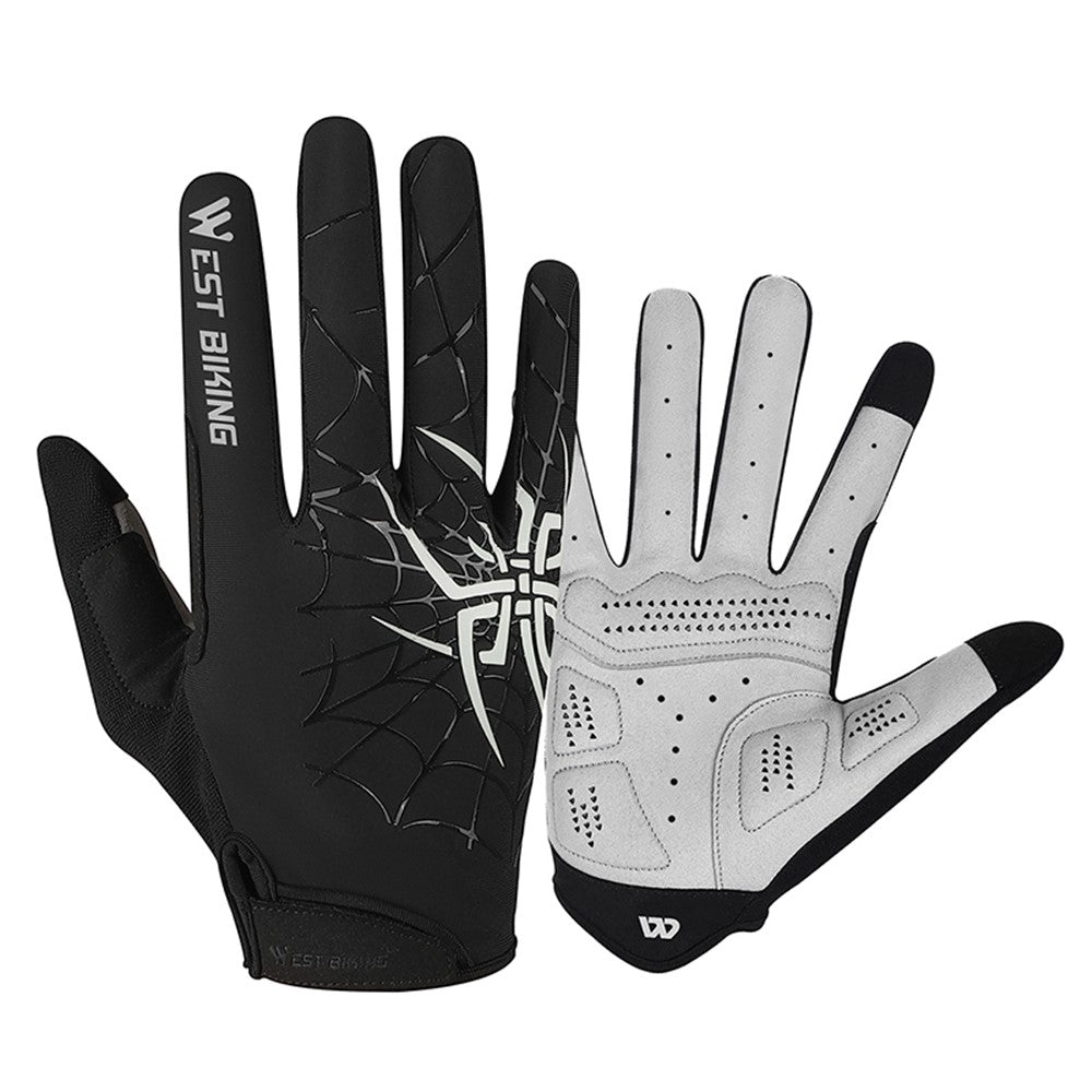 WEST BIKING YP0211241 1 Pair Bicycle Cycling Biking Gloves Spider Web Full Finger Touch Screen Gym Gloves