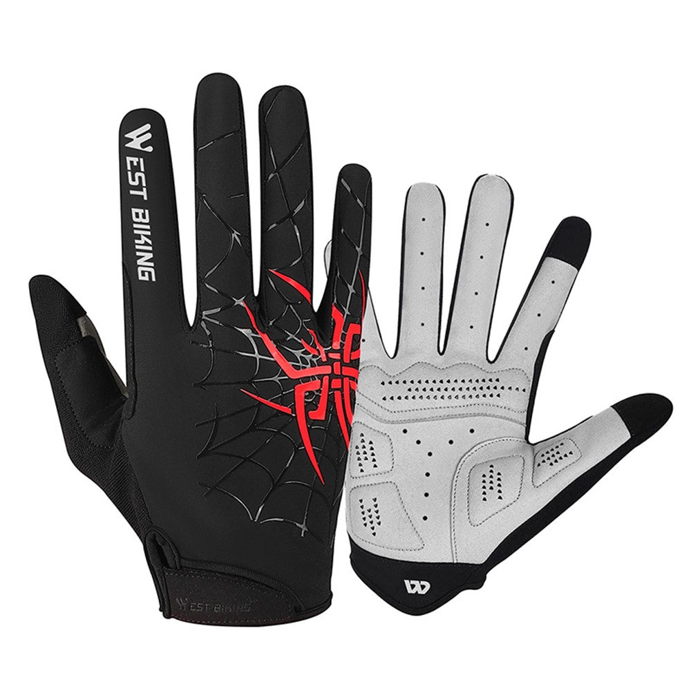 WEST BIKING YP0211241 1 Pair Bicycle Cycling Biking Gloves Spider Web Full Finger Touch Screen Gym Gloves