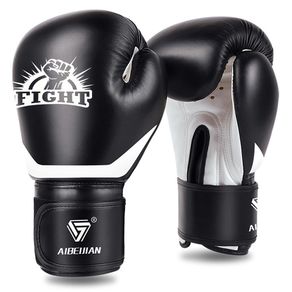 AIBEIJIAN 12oz Adult PU Mitts for Muay Thai MMA Training Workout Kickboxing Sports Boxing Gloves