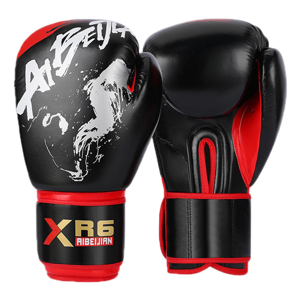 AIBEIJIAN 8oz PU Leather Boxing Gloves MMA Punch Bag Training Mitts for Muay Thai Kickboxing