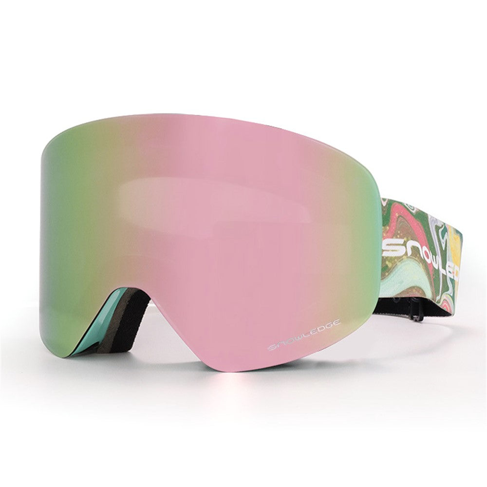 SNOWLEDGE HB-197B Sports Magnetic Ski Goggles Boardless Double Layer Anti-Fog Ski Glasses Skiing Gear