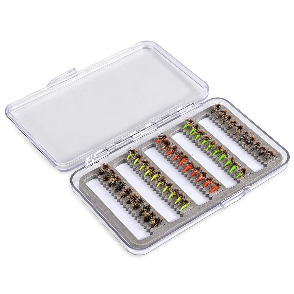 LEO 28254 50Pcs Fly Fishing Lures Kit Artificial Bait for Bass Trout Salmon Fishing Accessories