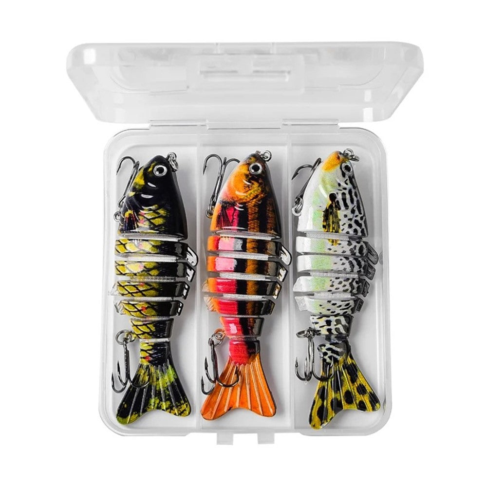 3Pcs 10cm 15g Fishing Lures Set Multi-Jointed Crankbait Hard Bait Artificial Lure with Storage Box