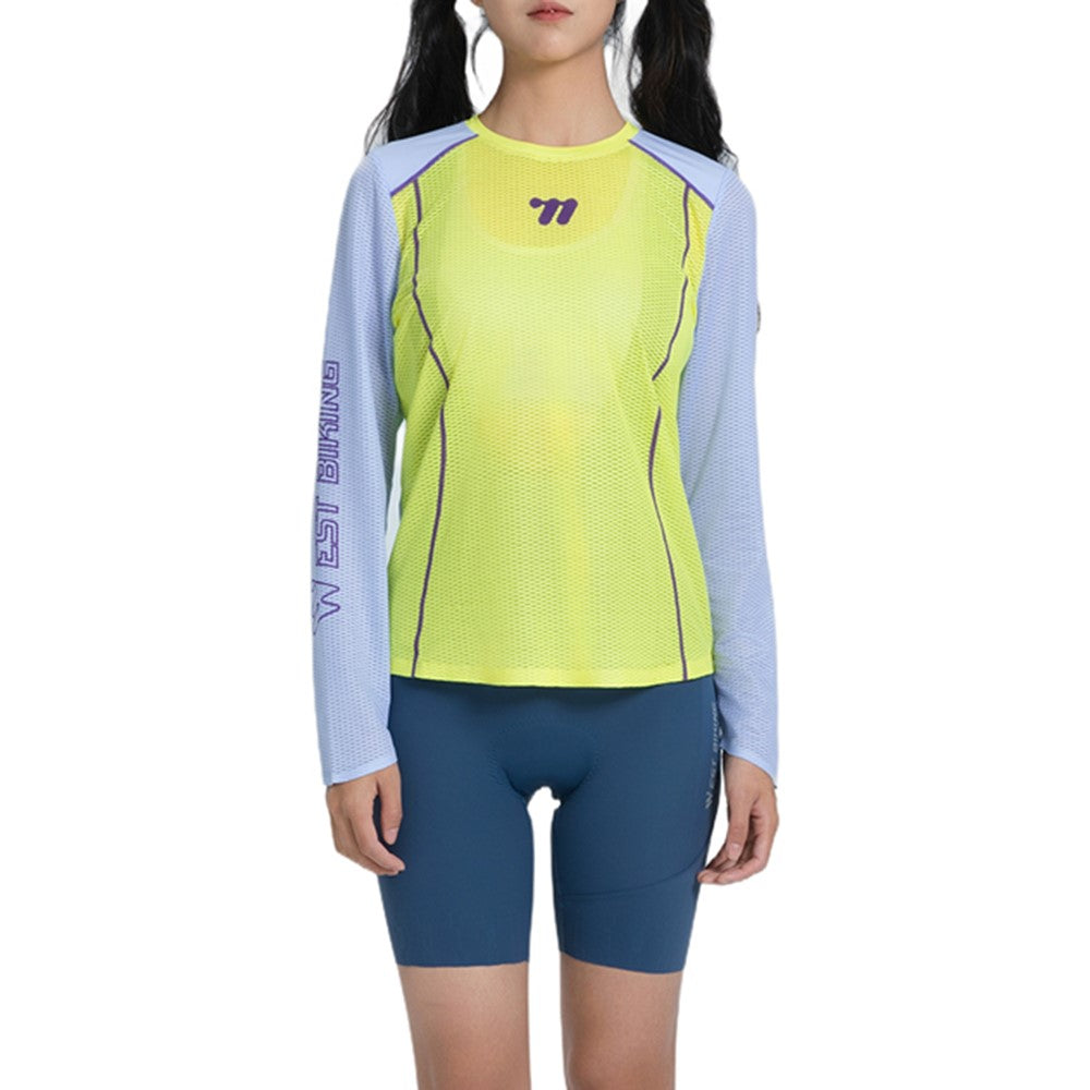 WEST BIKING YP0202342 Women Outdoor Quick Dry Cycling Jersey Long Sleeve Breathable Hiking Running Training Top, XS / S