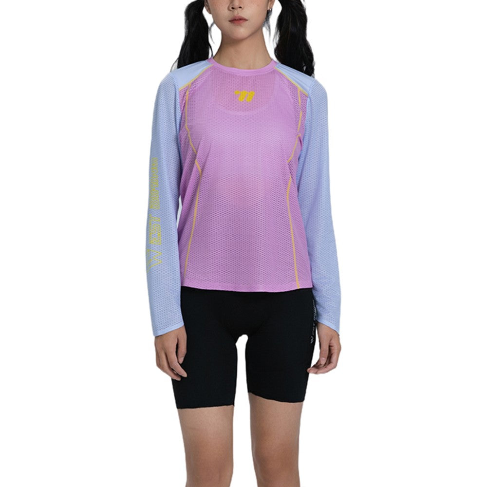 WEST BIKING YP0202342 Women Outdoor Quick Dry Cycling Jersey Long Sleeve Breathable Hiking Running Training Top, XL / XXL