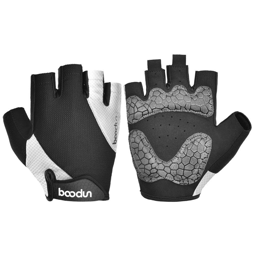 BOODUN 2111411 Mesh Silicone Microfiber Splicing Half Finger Cycling Road Bike Gloves for Outdoor/Sports Cycling Accessory