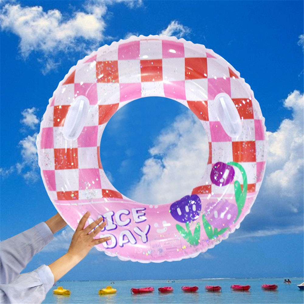 YX-001 Adult Swimming Ring Stylish Inflatable Outdoor Pool PVC Float Swimming Ring with Handle, Size: 90#