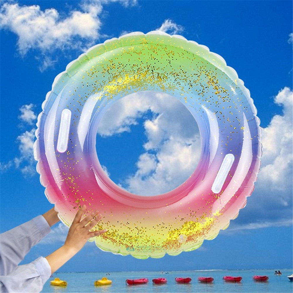 YX-001 Adult Swimming Ring Stylish Inflatable Outdoor Pool PVC Float Swimming Ring with Handle, Size: 90#