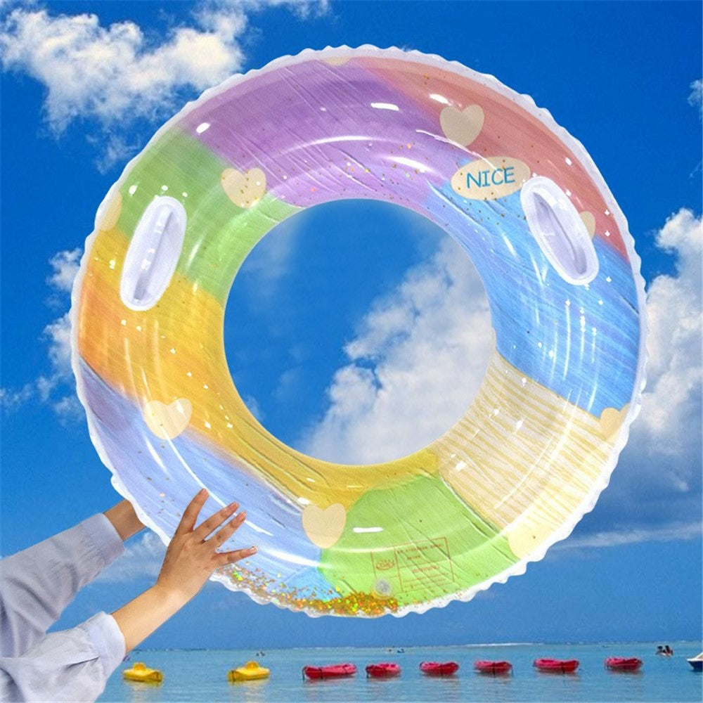 YX-001 Adult Swimming Ring Stylish Inflatable Outdoor Pool PVC Float Swimming Ring with Handle, Size: 90#