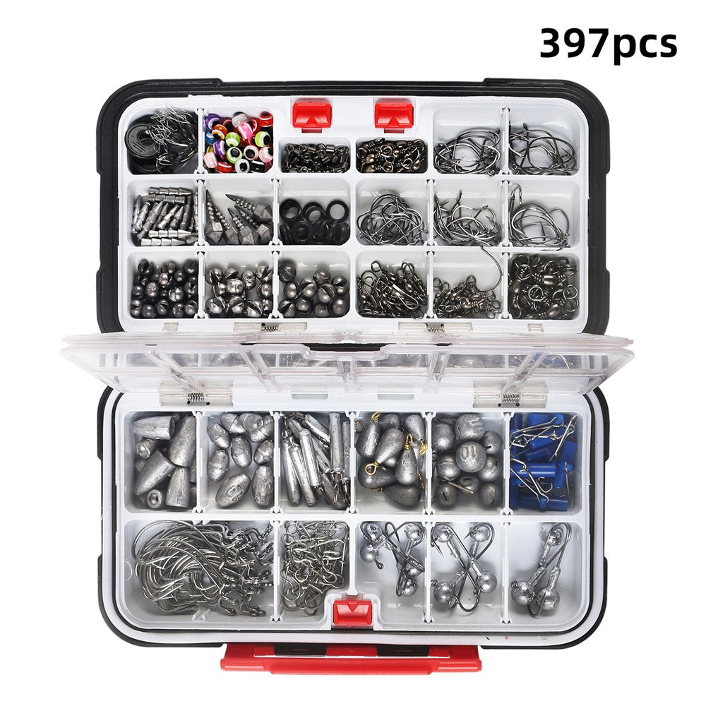 397Pcs / Set Fishing Lures Bait Tackle Kit Set with Waterproof Box for Freshwater Trout Bass Fishing