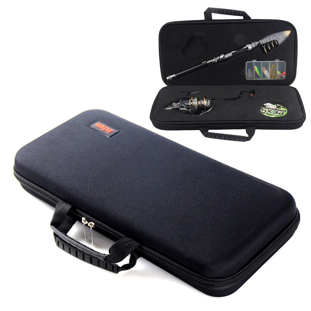 JSFUN 43.5x21.5x6cm EVA Fishing Rod Reel Bag Fishing Tool Storage Pouch with Slotted Sponge Lining