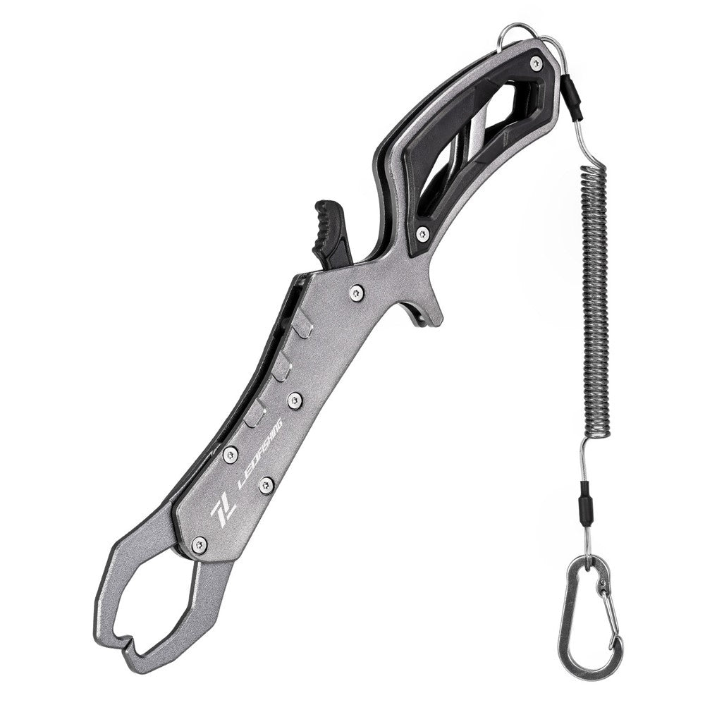 LEO 28235 Anti-skid Fishing Grip Aluminum Alloy Fish Control Clamp with Anti-lost Rope and Buckle