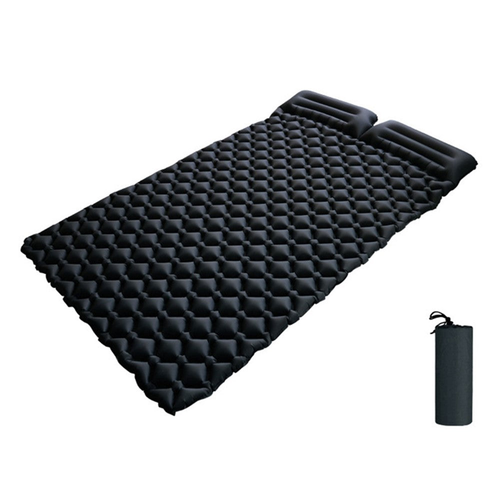 GM-DAM01 Double Person Rhombus Air Mat Outdoor Camping Sleeping Cushion Inflatable Mattress with Pillow
