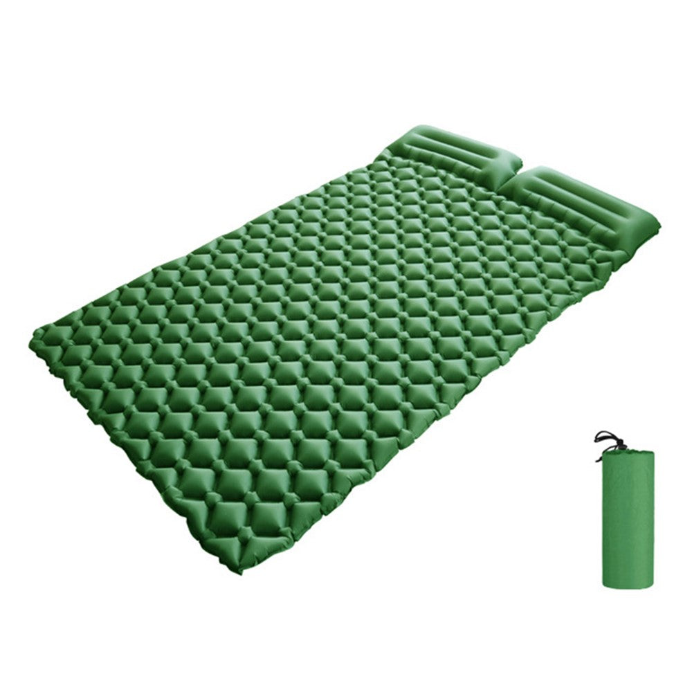 GM-DAM01 Double Person Rhombus Air Mat Outdoor Camping Sleeping Cushion Inflatable Mattress with Pillow