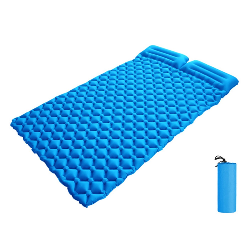 GM-DAM01 Double Person Rhombus Air Mat Outdoor Camping Sleeping Cushion Inflatable Mattress with Pillow