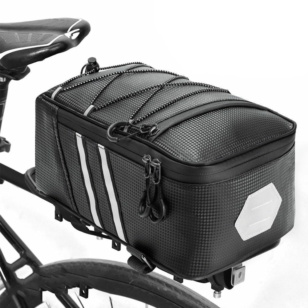 BAG031 8L PU Leather Bike Rack Bag Bicycles Rear Trunk Bag Back Seat Carrier Storage Pouch