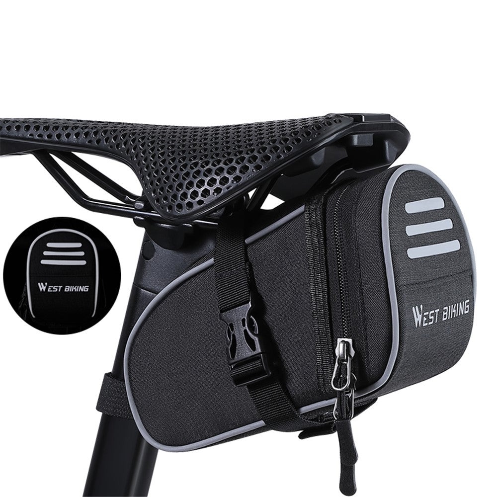 WEST BIKING YP0707388 1L Bike Saddle Bag Oxford Canvas Reflective Bicycle Tools Storage Bag