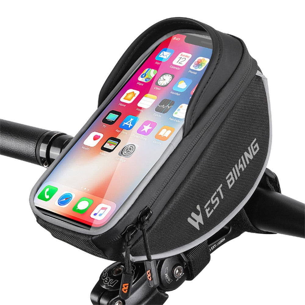 WEST BIKING YP0707390 Bike Frame Front Top Tube Bag Bicycle Handlebar Touch Screen Phone Bag