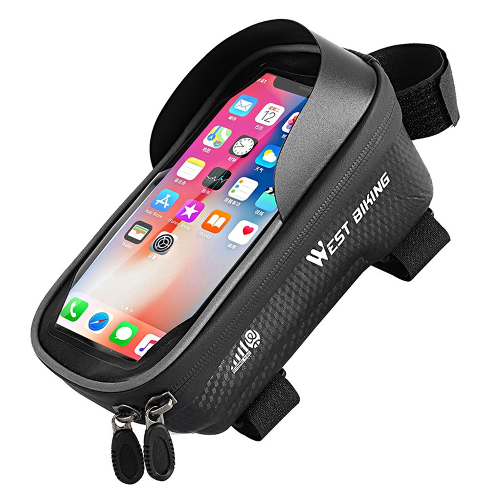 WEST BIKING Bike Bicycle Bag Waterproof Bike Upper Tube Bag Phone Mount Bag Front Frame Top Tube Handlebar Bag with Touch Screen Holder Case for Phones