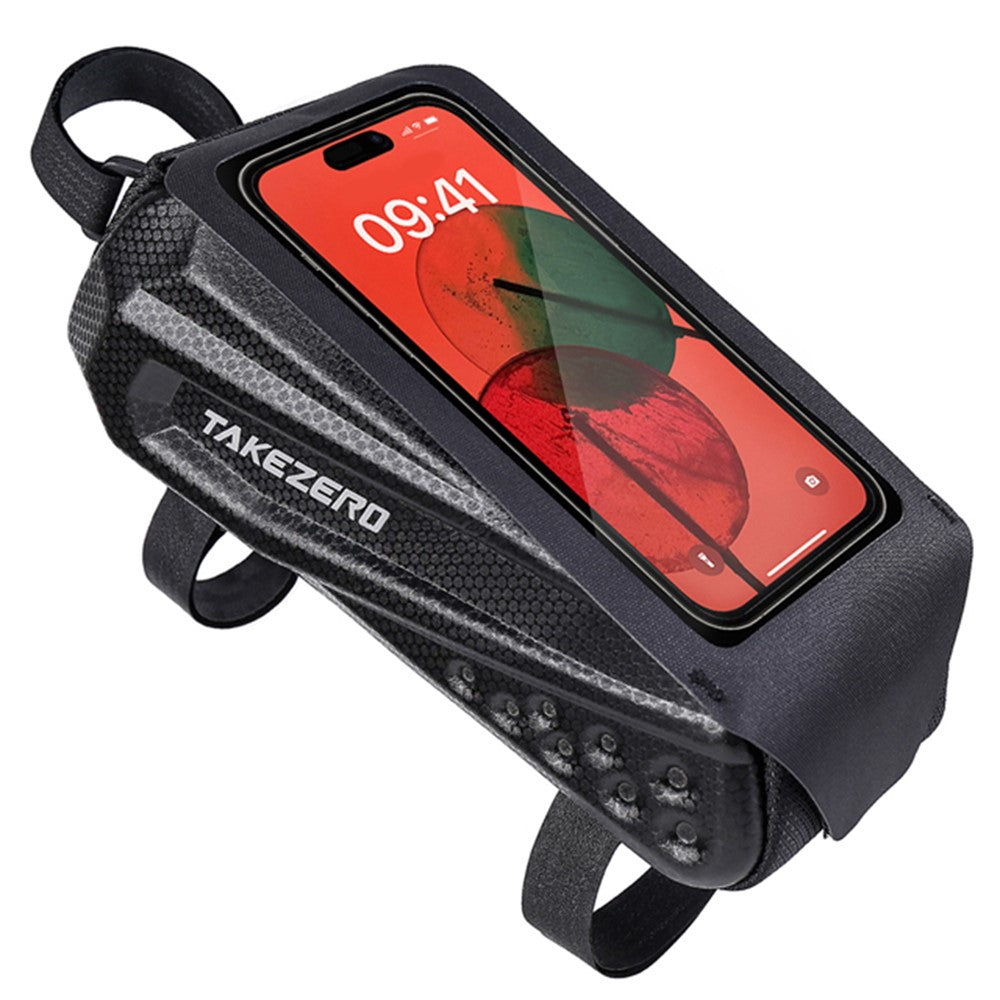 TAKEZERO TZ06 PU + TPU Mountain Bike Bag EVA Hard Shell Bicycle Front Beam Bag Top Tube Phone Bag