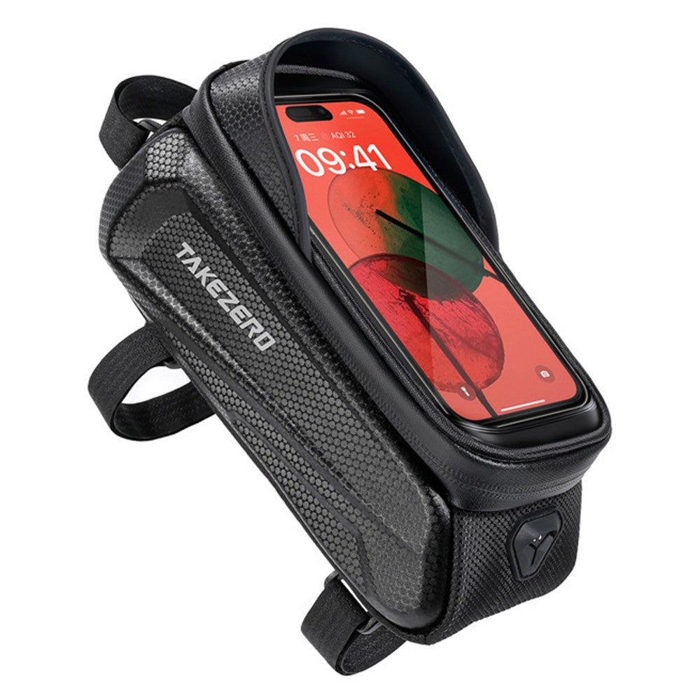 TAKEZERO TK03 PU+TPU Bicycle Cell Phone Bag EVA Hard Case for MTB, Road Bike Front Beam Tube Bag