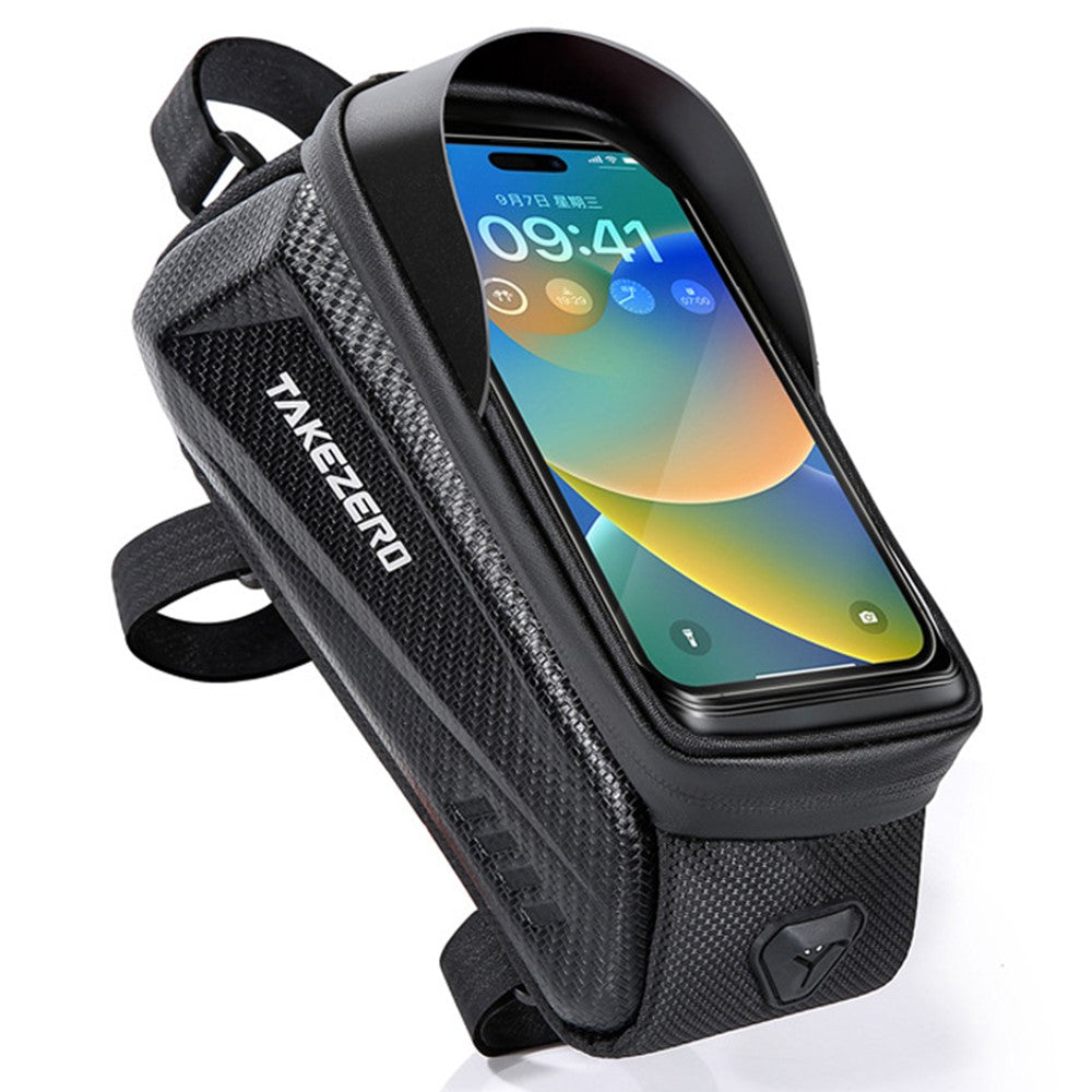 TAKEZERO TZ02 PU+TPU+EVA Hard Shell Bike Bag Mountain Bike Front Bar Zippered Phone Bag