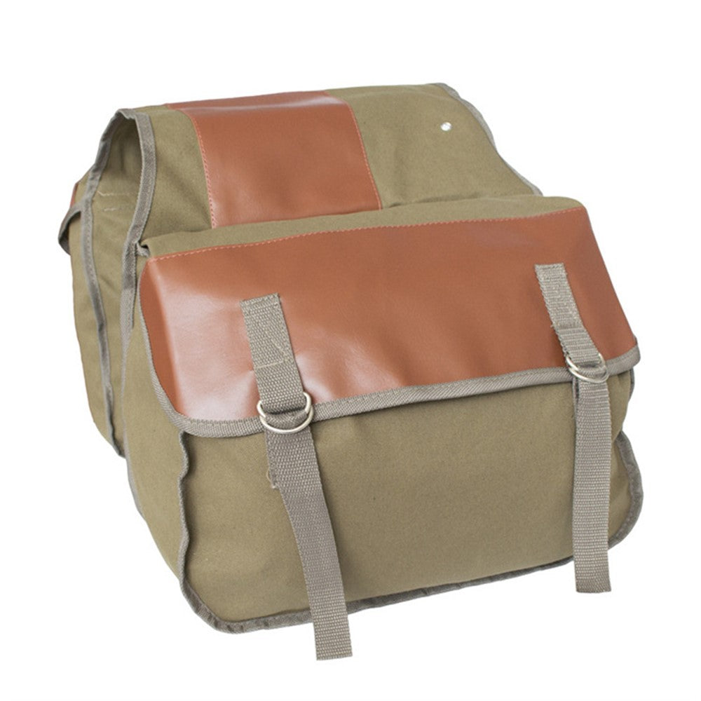 Canvas+Leather MTB Bike Pannier Pack Outdoor Travel Storage Bag Bicycle Rear Rack Bag
