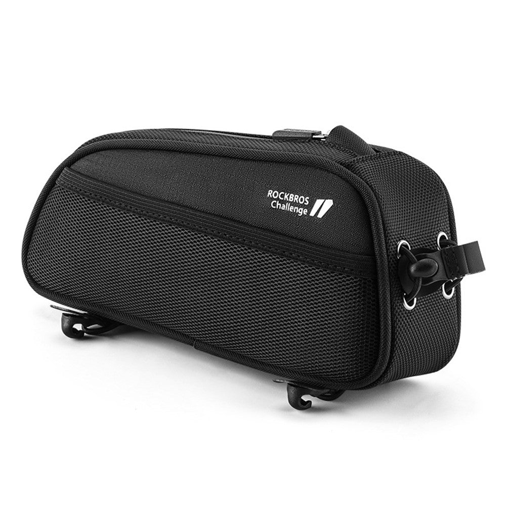 ROCKBROS 063 Polyester+PU Bicycle Phone Case for Mountain Bike Front Beam Tube Zippered Phone Bag