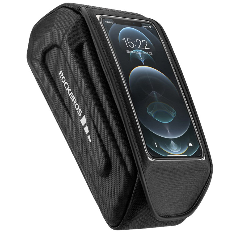 ROCKBROS k001 Polyester+PU Bicycle Hard Shell Phone Bag Front Beam Tube Phone Case for Mountain Bike