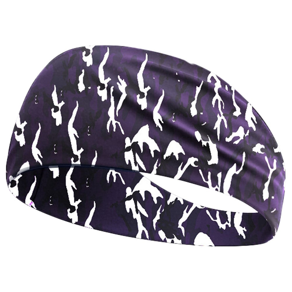 Camouflage Print Outdoor Sports Wide Headband for Yoga / Cycling / Running Breathable Sweatband