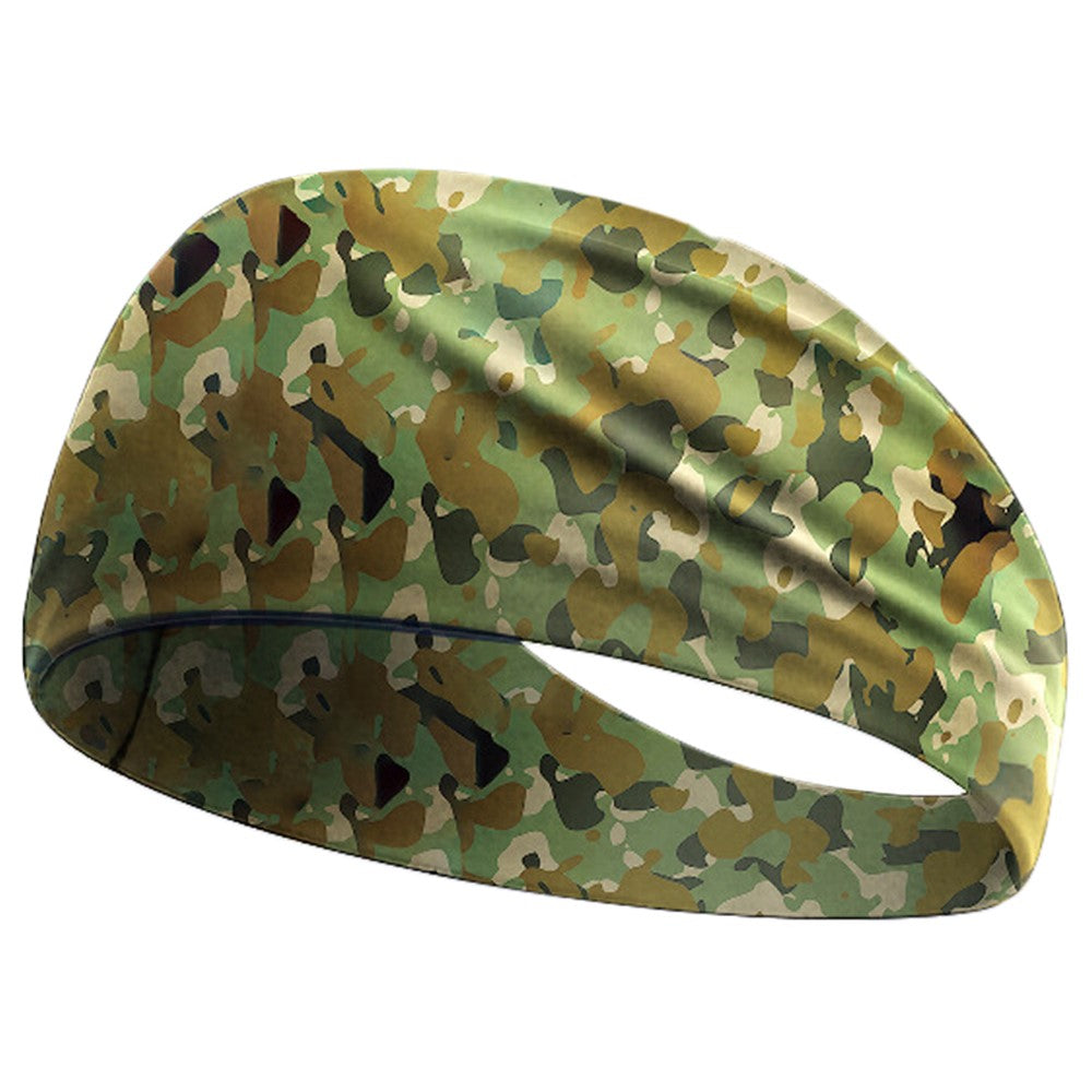 Camouflage Print Outdoor Sports Wide Headband for Yoga / Cycling / Running Breathable Sweatband