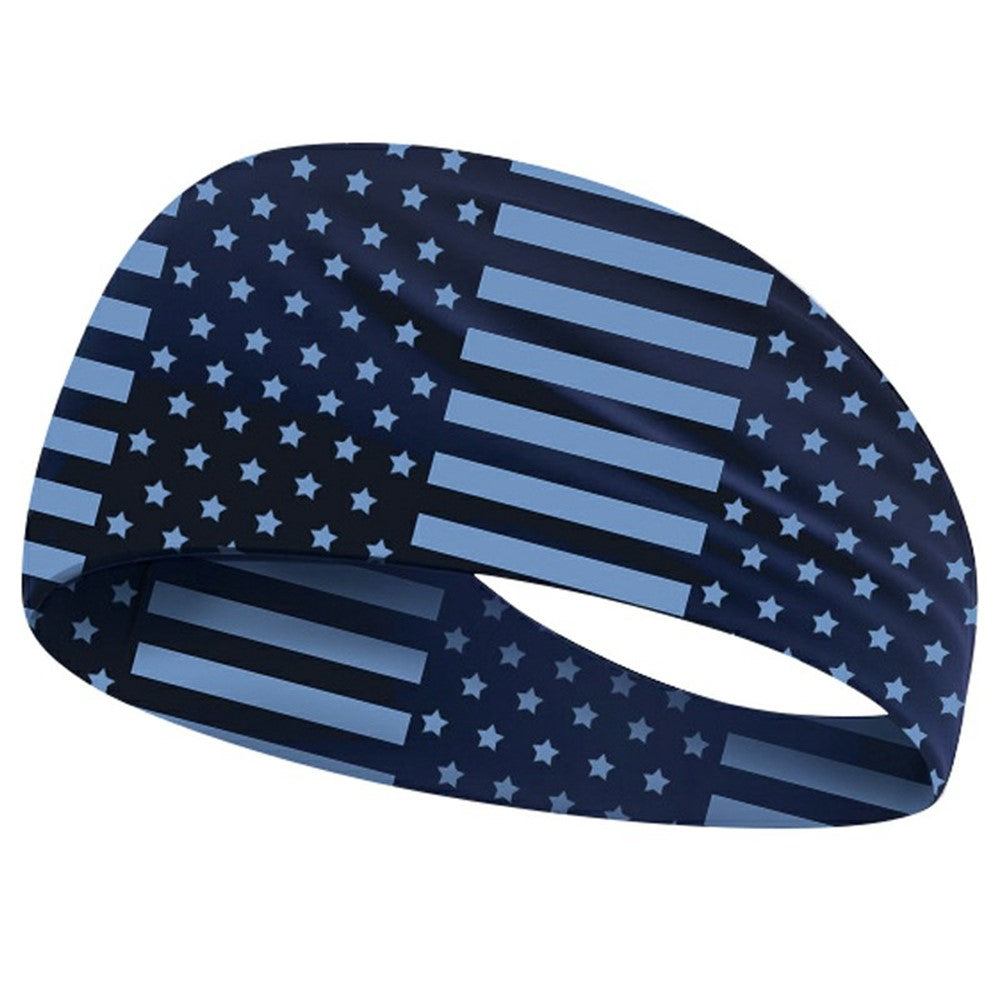 Marathon Sweatband American Flag Print Breathable Sports Headband Fitness Sweat Absorbing Hair Band
