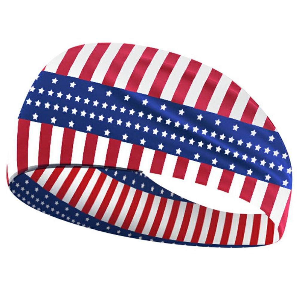 Marathon Sweatband American Flag Print Breathable Sports Headband Fitness Sweat Absorbing Hair Band