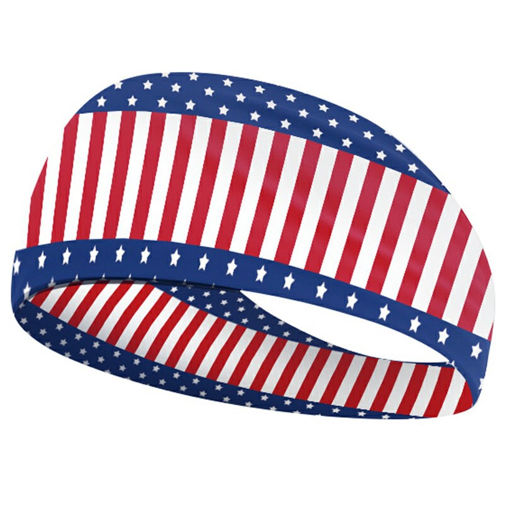 Marathon Sweatband American Flag Print Breathable Sports Headband Fitness Sweat Absorbing Hair Band