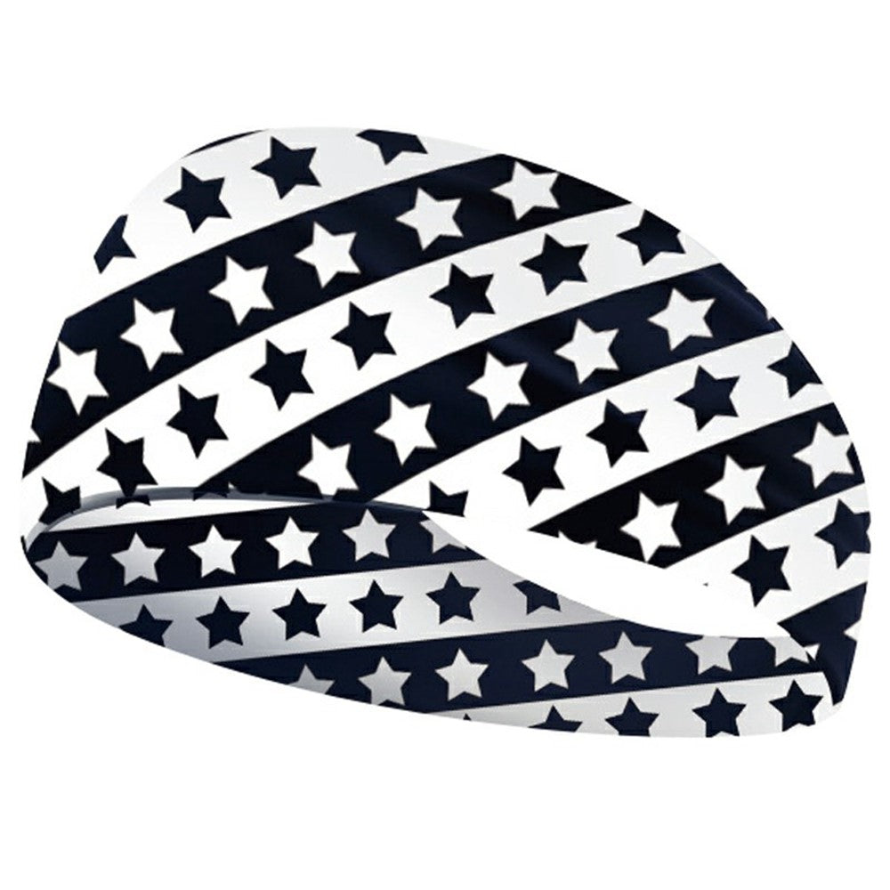 Marathon Sweatband American Flag Print Breathable Sports Headband Fitness Sweat Absorbing Hair Band