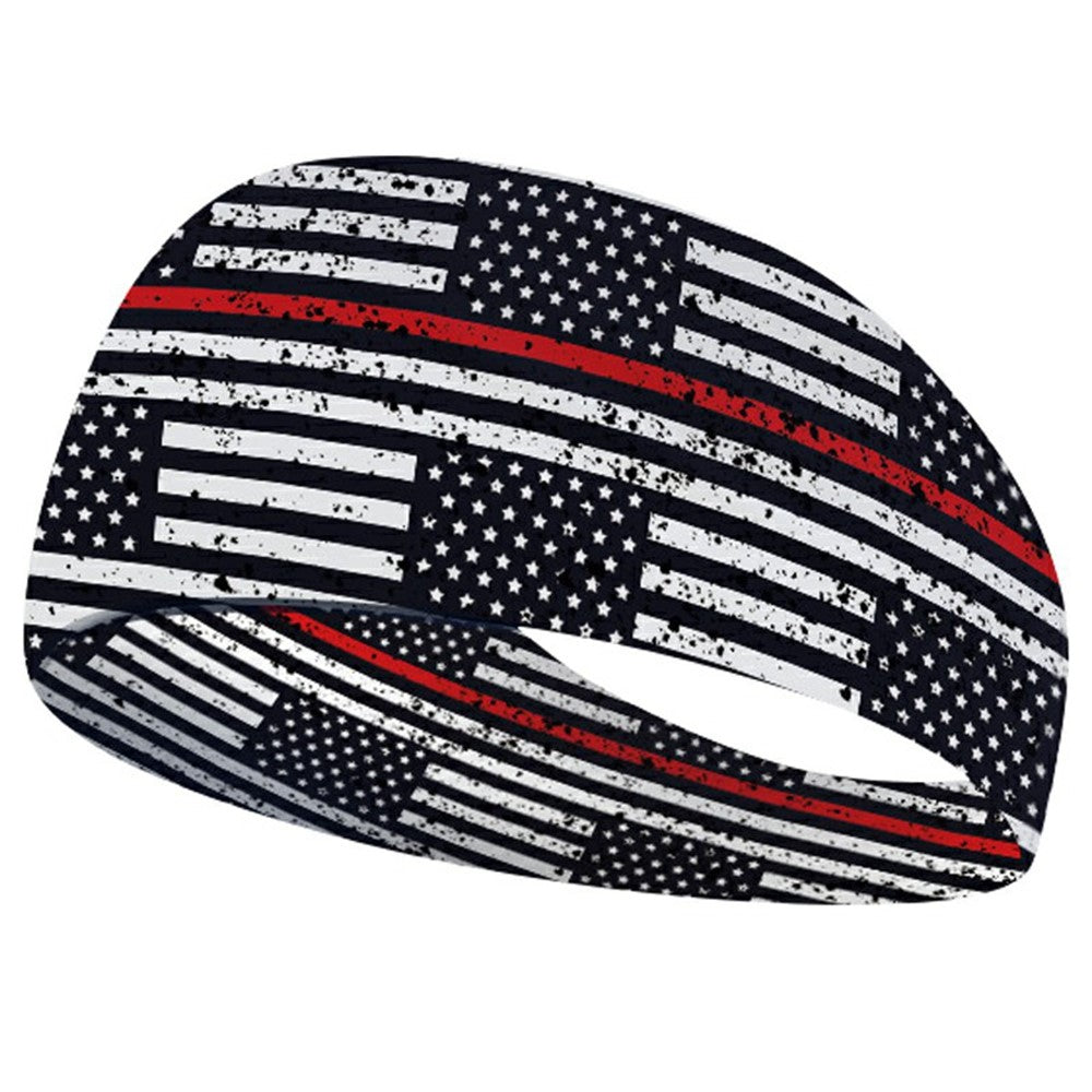 Marathon Sweatband American Flag Print Breathable Sports Headband Fitness Sweat Absorbing Hair Band