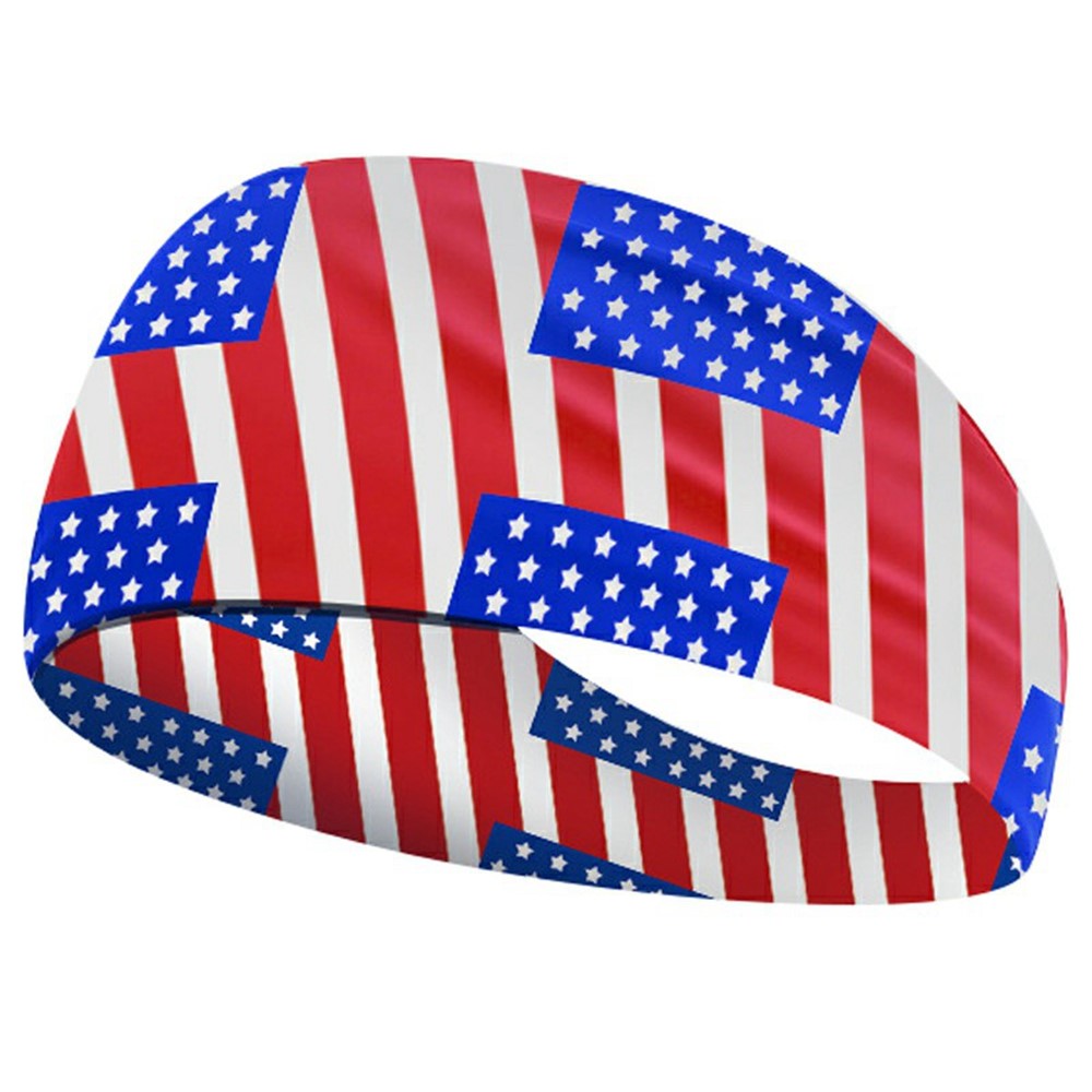 Marathon Sweatband American Flag Print Breathable Sports Headband Fitness Sweat Absorbing Hair Band