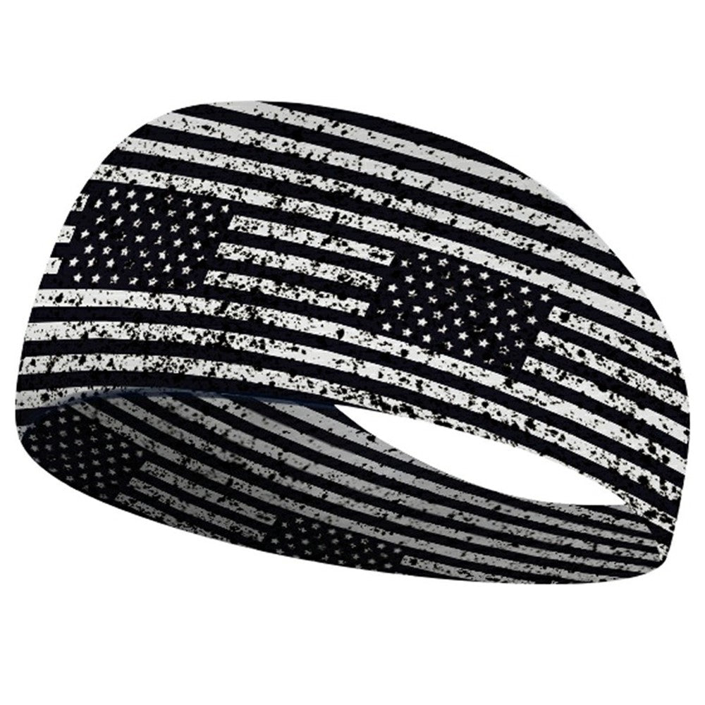 Marathon Sweatband American Flag Print Breathable Sports Headband Fitness Sweat Absorbing Hair Band